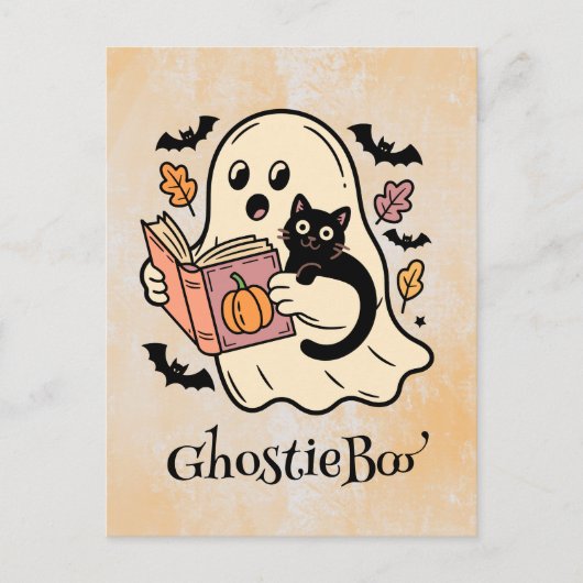Kawaii boek, leuke spookachtige Halloween Briefkaart (Voorkant)