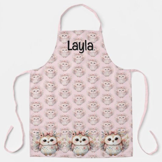 Kawaii Boho Owl Illustration Pink Schort (Voorkant)