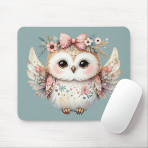 Kawaii Boho Uil Illustratie Blauw Muismat