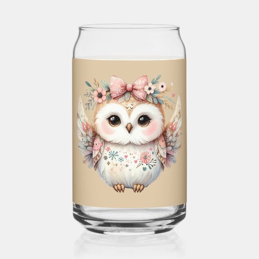 Kawaii Boho Uil Illustratie Blikvorm Glas (Voorkant)