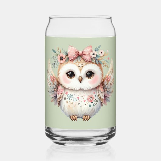 Kawaii Boho Uil Illustratie Blikvorm Glas (Voorkant)