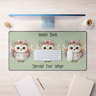 Kawaii Boho Uil Illustratie Groen Bureaumat