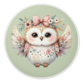 Kawaii Boho Uil Illustratie Keramische Knop (Voorkant)