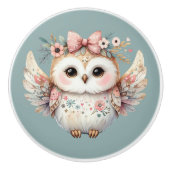 Kawaii Boho Uil Illustratie Keramische Knop (Voorkant)