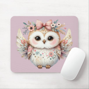 Kawaii Boho Uil Illustratie Lavendel Muismat