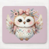 Kawaii Boho Uil Illustratie Lavendel Muismat (Voorkant)