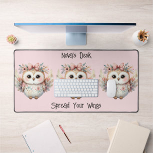 Kawaii Boho Uil Illustratie Roze Bureaumat