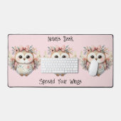 Kawaii Boho Uil Illustratie Roze Bureaumat (Keyboard & Muis)
