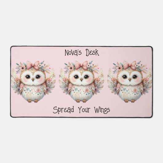 Kawaii Boho Uil Illustratie Roze Bureaumat (Voorkant)