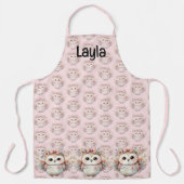 Kawaii Boho Uil Illustratie Roze Schort (Voorkant)