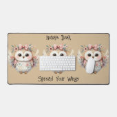 Kawaii Boho Uil Illustratie Taupe Bureaumat (Keyboard & Muis)