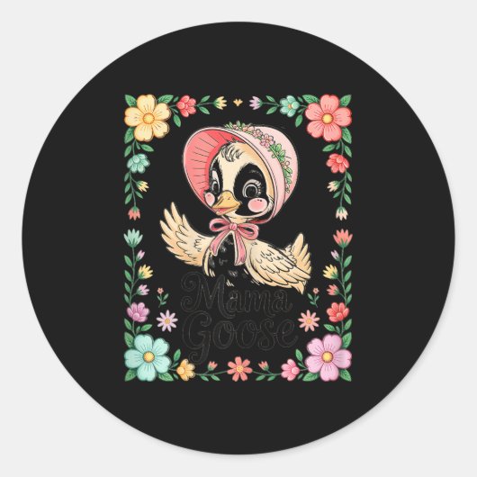Kawaii Bonnet Farmhouse Style Mama Goose  Ronde Sticker (Voorkant)