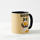Kawaii Book Lover Back to School Cartoon Cat Reads Mok (Voorkant rechts)