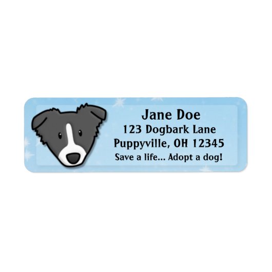 Kawaii Border Collie Etiket (Voorkant)