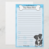 Kawaii Border Collie Stationery Briefpapier (Voorkant / Achterkant)