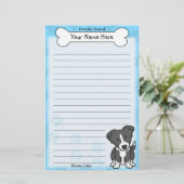 Kawaii Border Collie Stationery Briefpapier (Staand voorkant)