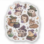 Kawaii Bos Magisch Dieren Sticker Set (Voorkant)
