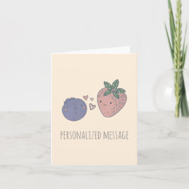 Kawaii Bosbes en Aardbei Verliefd Bedankkaart