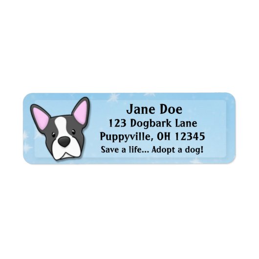 Kawaii Boston Terrier Etiket (Voorkant)