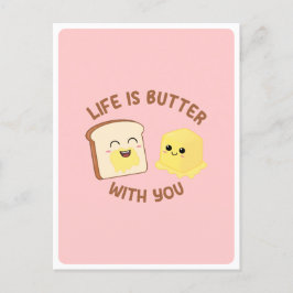 Kawaii Boter Brood Voedsel Pun Liefde Vriendschap  Briefkaart
