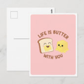Kawaii Boter Brood Voedsel Pun Liefde Vriendschap  Briefkaart (Voorkant / Achterkant)
