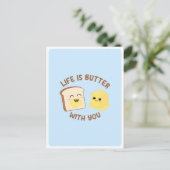 Kawaii boterbrood eten woordspeling liefde vriends briefkaart (Staand voorkant)
