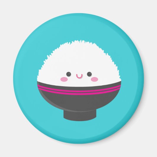 Kawaii Bowl van Rijstmagneet Magneet (Voorkant)