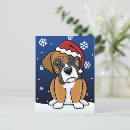Kawaii Boxer Christmas Briefkaart (Staand voorkant)