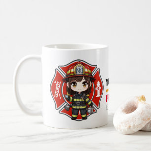 Kawaii brandweerman meisje - koffiemok