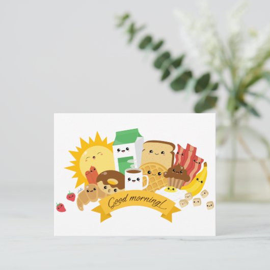 Kawaii Breakfast Briefkaart (Staand voorkant)