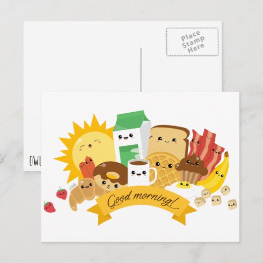 Kawaii Breakfast Briefkaart (Voorkant / Achterkant)