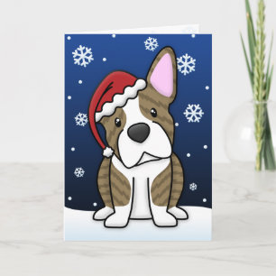 Kawaii Brindle Boston Terrier Christmas Kaart