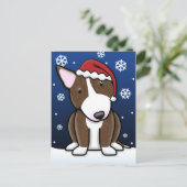 Kawaii Brindle Bull Terrier Christmas Postcard Feestdagenkaart (Staand voorkant)