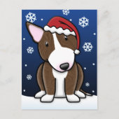 Kawaii Brindle Bull Terrier Christmas Postcard Feestdagenkaart (Voorkant)