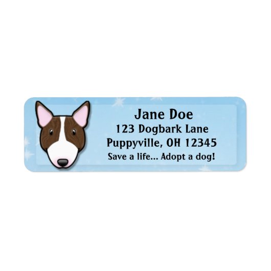 Kawaii Brindle Bull Terrier Etiket (Voorkant)