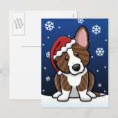 Kawaii Brindle Cardigan Welsh Corgi Christmas Feestdagenkaart (Voorkant / Achterkant)