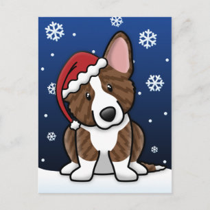 Kawaii Brindle Cardigan Welsh Corgi Christmas Feestdagenkaart