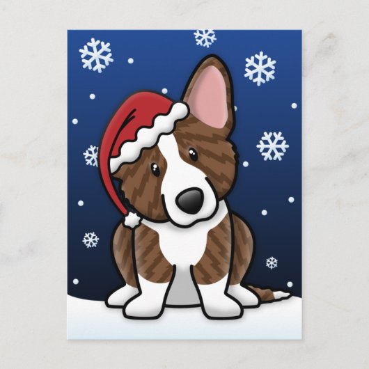 Kawaii Brindle Cardigan Welsh Corgi Christmas Feestdagenkaart (Voorkant)