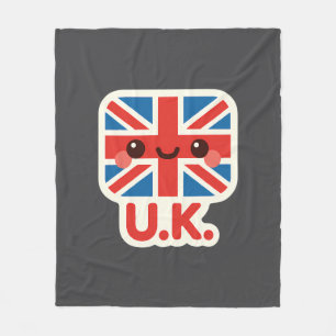 Kawaii Britse vlag – Schattige Brits ontwerp Fleece Deken