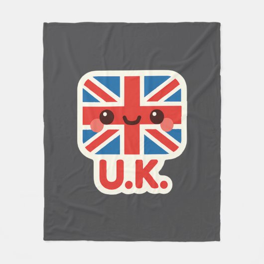 Kawaii Britse vlag – Schattige Brits ontwerp Fleece Deken (Voorkant)