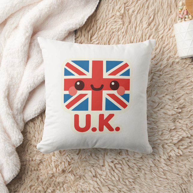 Kawaii Britse vlag – Schattige Brits ontwerp Kussen (Deken)