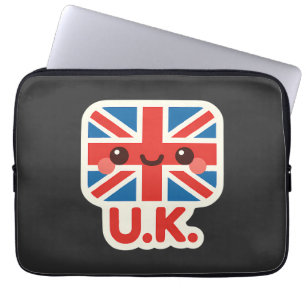 Kawaii Britse vlag – Schattige Brits ontwerp Laptop Sleeve