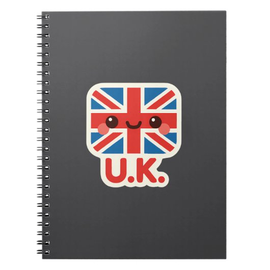 Kawaii Britse vlag – Schattige Brits ontwerp Notitieboek (Voorkant)
