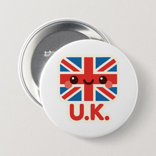Kawaii Britse vlag – Schattige Brits ontwerp Ronde Button 7,6 Cm (Voorkant /achterkant)