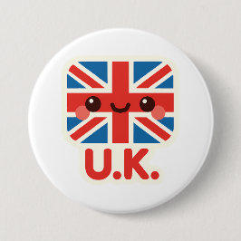 Kawaii Britse vlag – Schattige Brits ontwerp Ronde Button 7,6 Cm