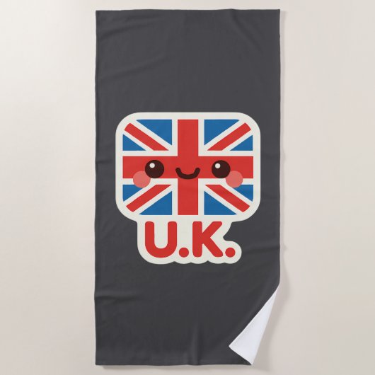 Kawaii Britse vlag – Schattige Brits ontwerp Strandlaken (Voorkant)