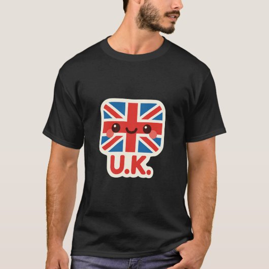 Kawaii Britse vlag – Schattige Brits ontwerp T-shirt (Voorkant)