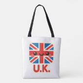 Kawaii Britse vlag – Schattige Brits ontwerp Tote Bag (Achterkant)