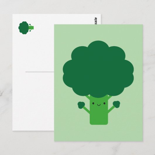Kawaii Broccoli Briefkaart (Voorkant / Achterkant)