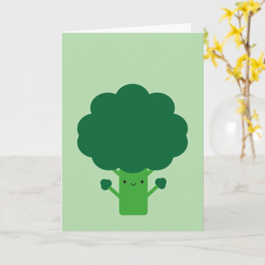 Kawaii Broccoli Kaart (Gele Bloem)